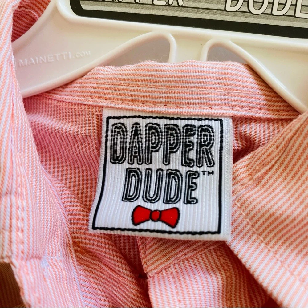 DAPPER DUDE SUSPENDER SHORT PANTS SHIRT SET 12 MONTHS PINK BLUE NWT EASTER